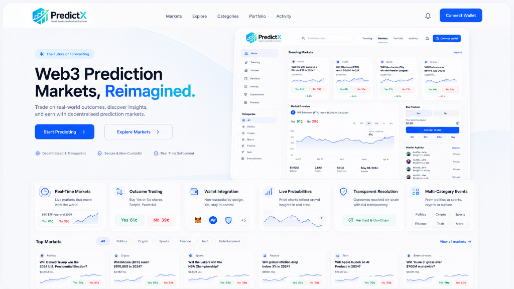 PredictX Web3 Prediction Market Dashboard
